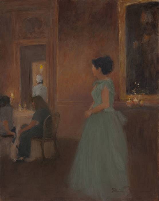 Nina Maguire, The Green Dress, Palazzo Isolani, Bologna, 2012
acrylic on canvas mounted on board, 18 x 14 in. (45.7 x 35.6 cm)
NM121002