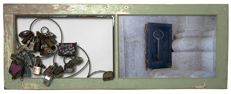 Debranne Cingari (ASSEMBLAGES), Our love is forever bound, you hold the key, 2011
mixed media assemblage, 16 x 42 in. (40.6 x 106.7 cm)
DC110404