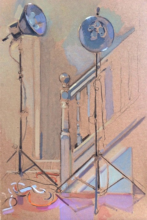 Simon Levenson, Lamps and Bannister, 2014
Gouache and Charcoal on Board, 15 x 10 in. (25.4 x 38.1 cm)
SL150101