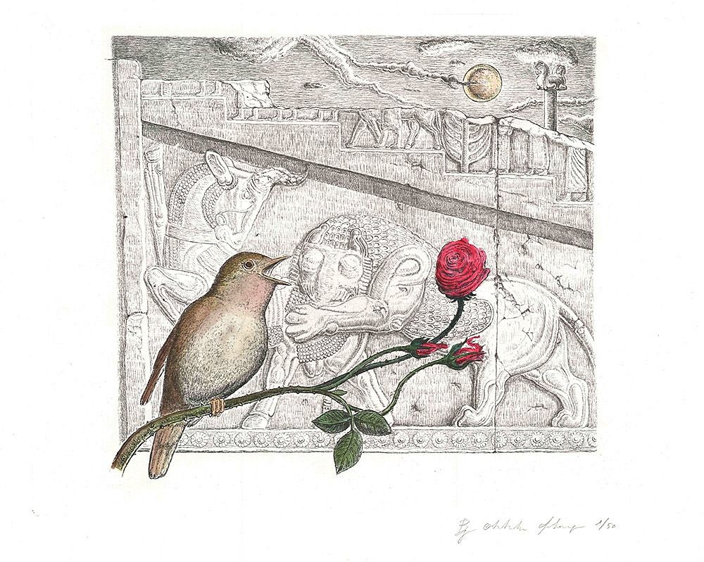Bjorn Skaarup, Common Nightingale, Iran, Edition of 50 , 2016
Color engraved etching, 15 1/2 x 18 1/4 in. (39.4 x 46.4 cm)
BS170232