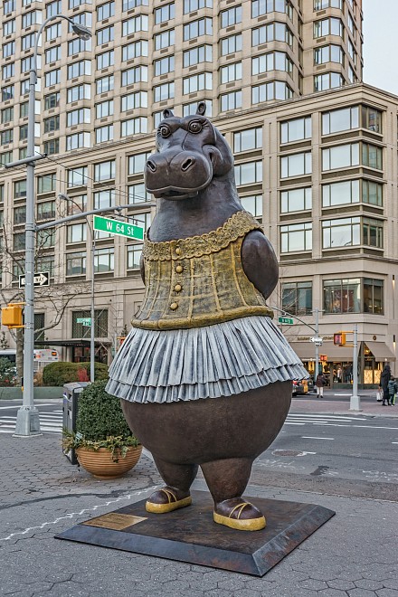Hippo Ballerina by Bjorn Skaarup - Dante Park NYC - Installation View