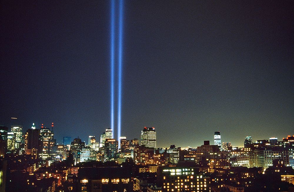 Steve McCurry, Beams of Light Mark Where the World Trade Center Stood, New York, NY, 2002
FujiFlex Crystal Archive Print, 30 x 40 in. (Inquire for additional sizes)
USA-10814