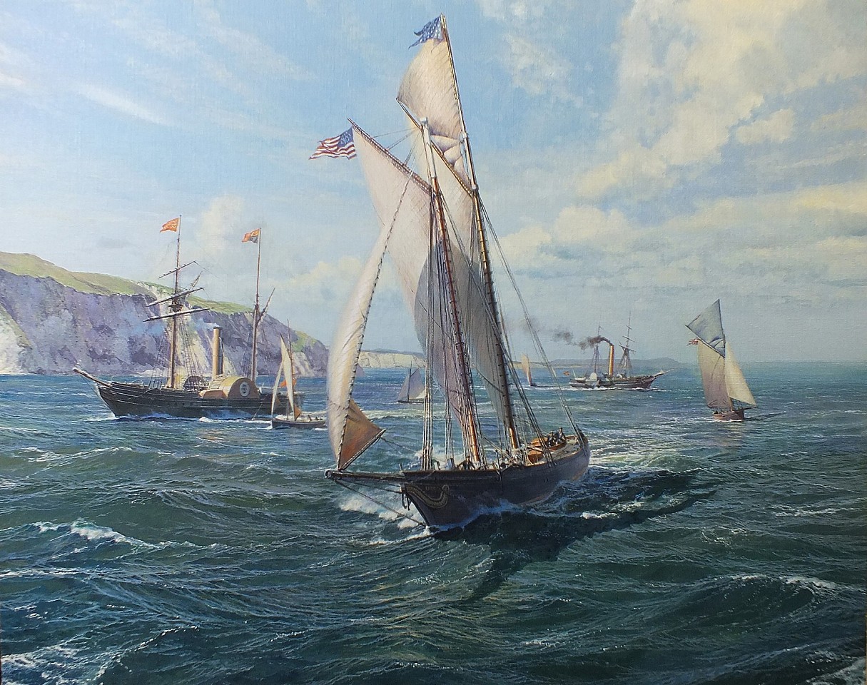 Maarten Platje, The Yacht America at Freshwater Bay, 2018
oil on canvas, 27 1/2 x 35 1/2 in. (69.8 x 90.2 cm)
MP081802