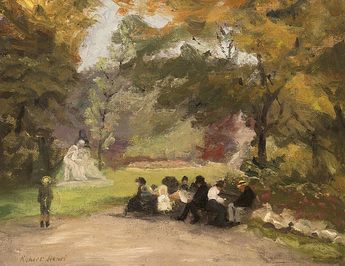 Robert Henri, Figures in the Luxembourg Gardens, c. 1898
oil on canvas, 10 x 13 in. (25.4 x 33 cm)
GC-3413