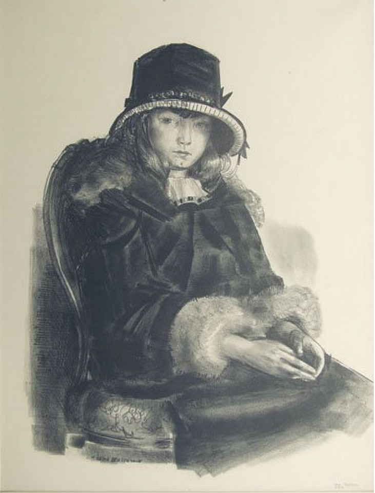 George Wesley Bellows, Anne in a Black Hat, 1923-24
lithograph on paper, 16 1/2 x 12 1/2 in. (41.9 x 31.8 cm)
AG5391