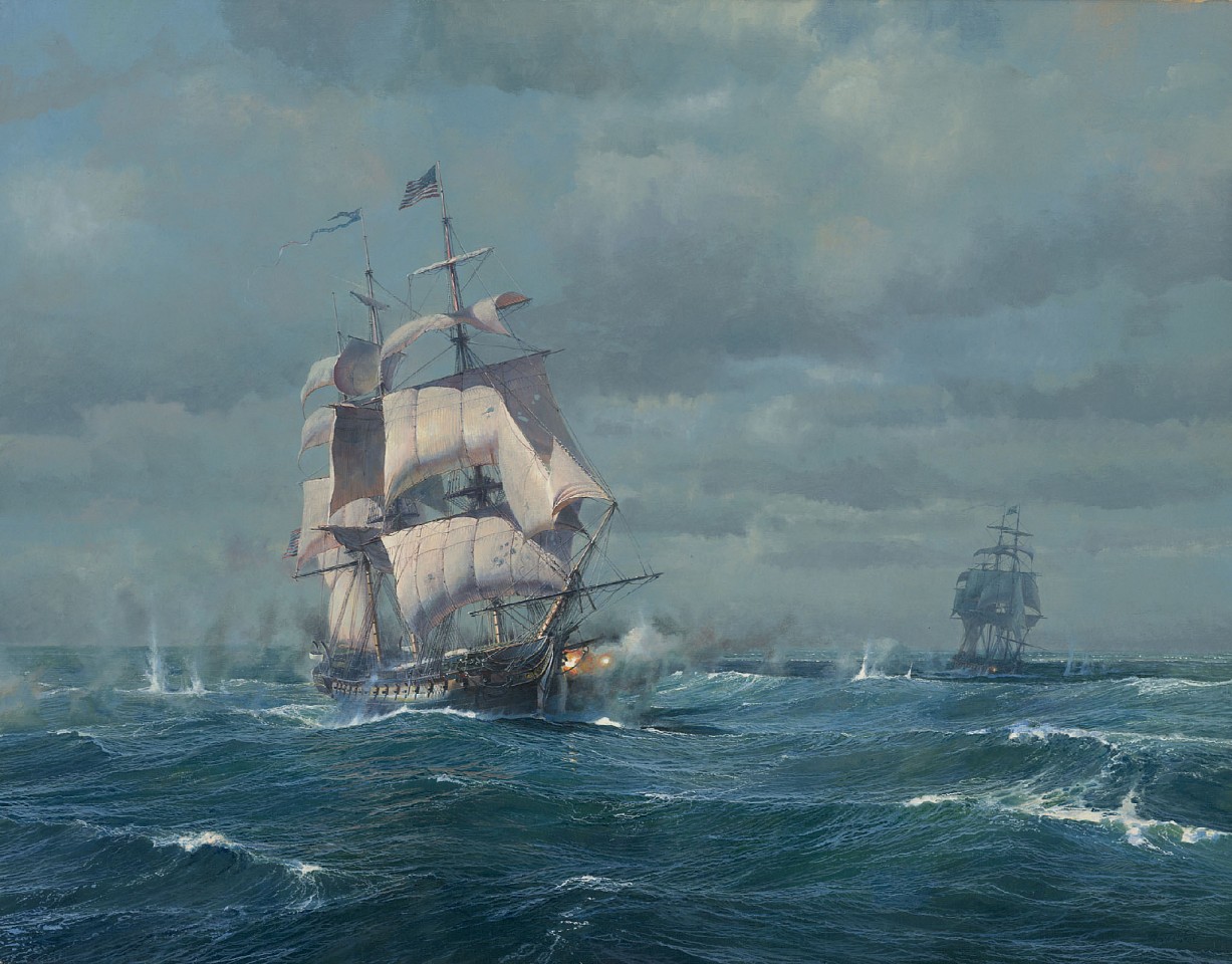 Maarten Platje, USS United States vs HMS Macedonian, 2018
oil on linen, 27 5/8 x 35 1/2 in. (70.2 x 90.2 cm)
MP181008