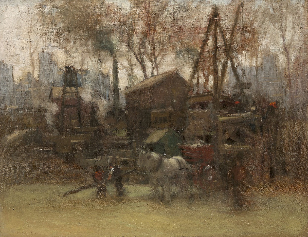 Paul Cornoyer, Construction Site, New York, c. 1910
oil on canvas board, 12 x 16 in. (30.5 x 40.6 cm)
PC190401