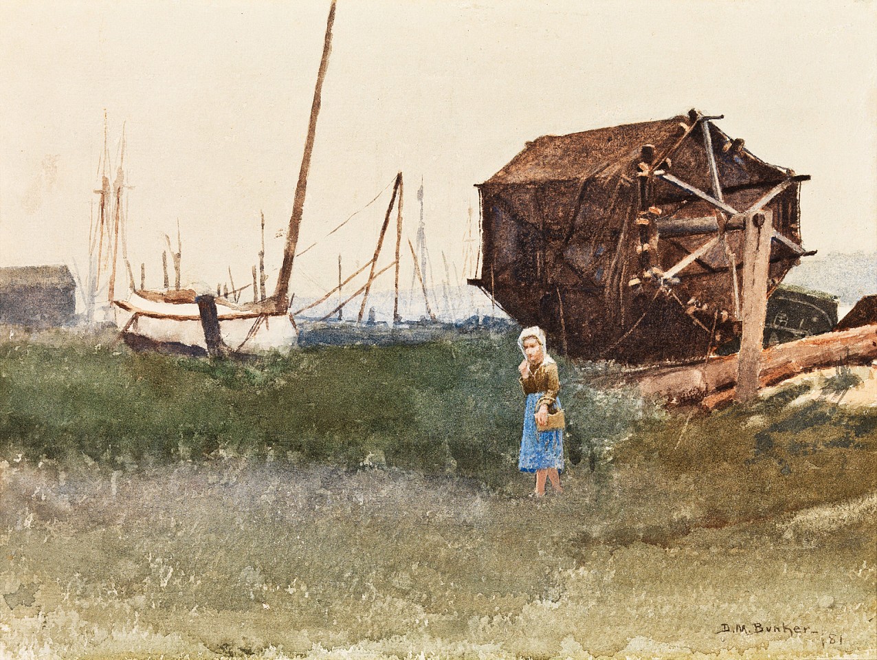 Dennis Miller Bunker, The Fisher Girl, Nantucket, 1881
watercolor on paper, 9 1/4 x 12 1/2 in. (23.5 x 31.8 cm)
DB190401