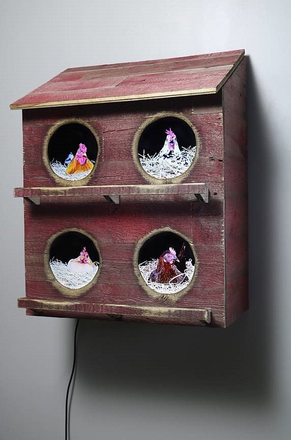 Troy Abbott, Four City Chicks in Red, 2019
Wood, mixed media, video, 31 1/2 x 24 x 15 1/2 in.
TA190702