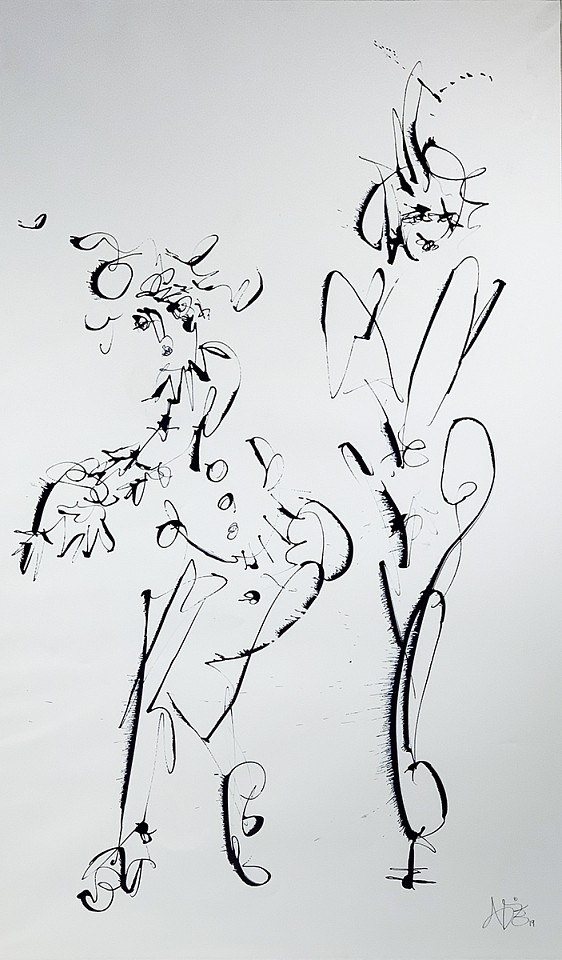 Adrienne Christos, Clowns & Ladies, 2019
acrylic on paper, 43 1/2 x 25 1/2 in. (110.5 x 64.8 cm)
AC090819