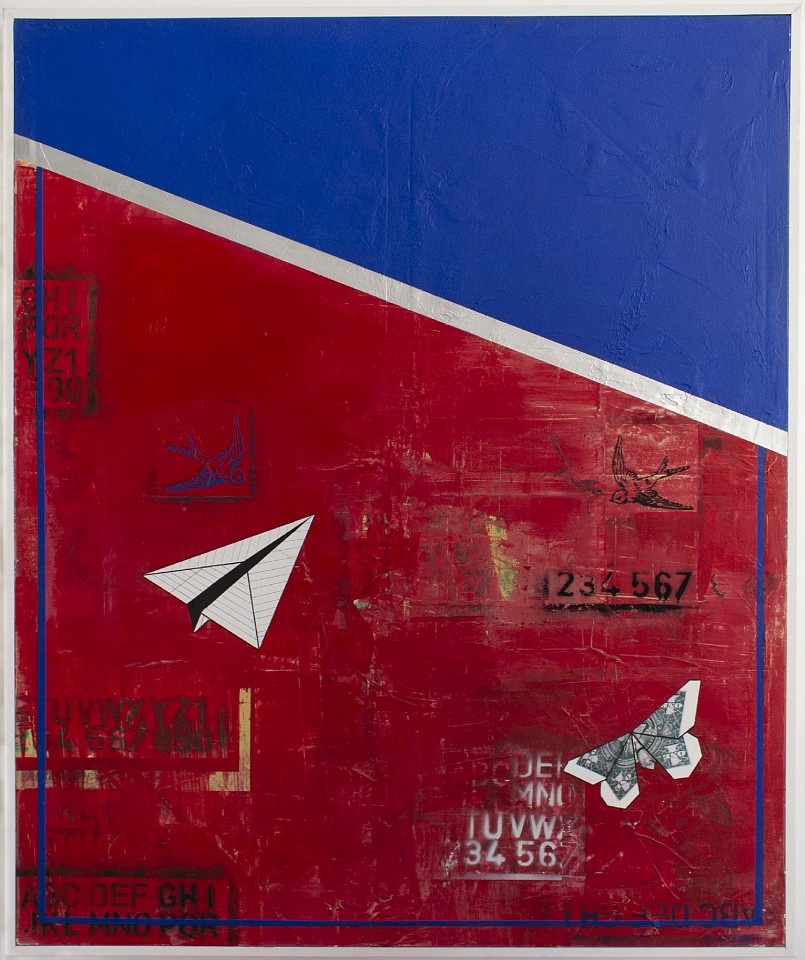 Guy Stanley Philoche, Blue with Paper Airplane and Dollar Bill Butterfly, 2019
mixed media on canvas, 60 x 48 in. (152.4 x 121.9 cm)
GSP191012