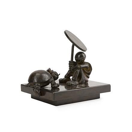 Tom Otterness, Girl with Turtle and Umbrella, Ed. 2/5, 1986
patinated bronze, 9 x 10 1/4 x 8 in. (22.9 x 26 x 20.3 cm)
TO191101