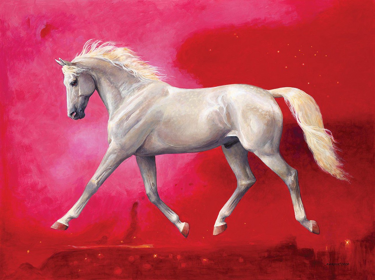 Jenness Cortez, The Whitest Horse Red #2, 2020
acrylic on mahogany panel, 30 x 40 in. (76.2 x 101.6 cm)
JC200202