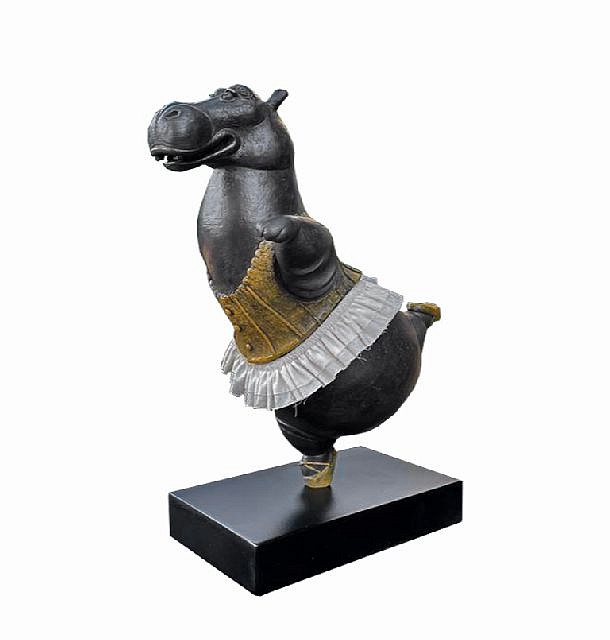 Bjorn Skaarup, Hippo Ballerina Pirouette II, maquette, Ed. 1/9, 2021
bronze with fabric skirt, 11 x 8 1/2 x 6 in. (27.9 x 21.6 x 15.2 cm)
BS072105