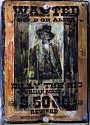 Kadir López, WANTED (Billy the Kid)
mixed media on vintage enamel sign