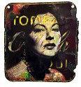 Kadir López, Ava Gardner
mixed media on vintage enamel sign