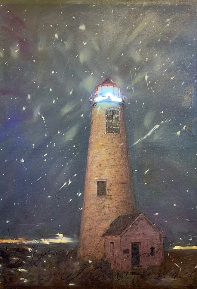 Kadir López, Great Point Lighthouse, 2022
oil on canvas with neon, 40 x 26 in.
KL220618