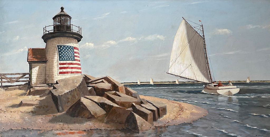 Nicholas Berger, Red, White, and Nantucket Blue, 2022
oil on panel, 16 x 31 1/2 in. (40.6 x 80 cm)
NB220801