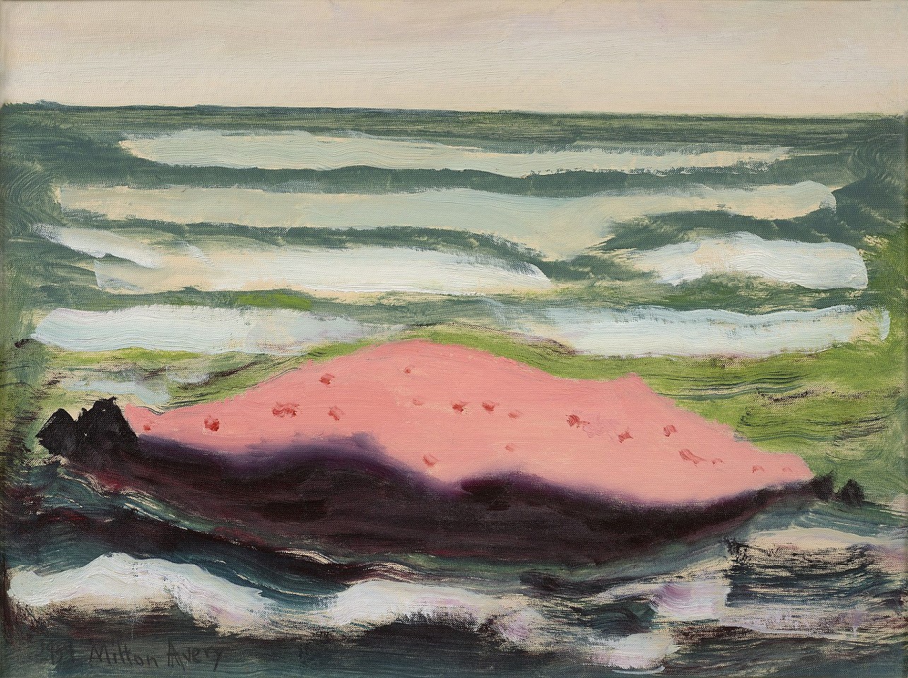 Milton Avery, Pink Island, White Waves, 1959
oil on canvasboard, 18 x 24 in. (45.7 x 61 cm)
MA221201