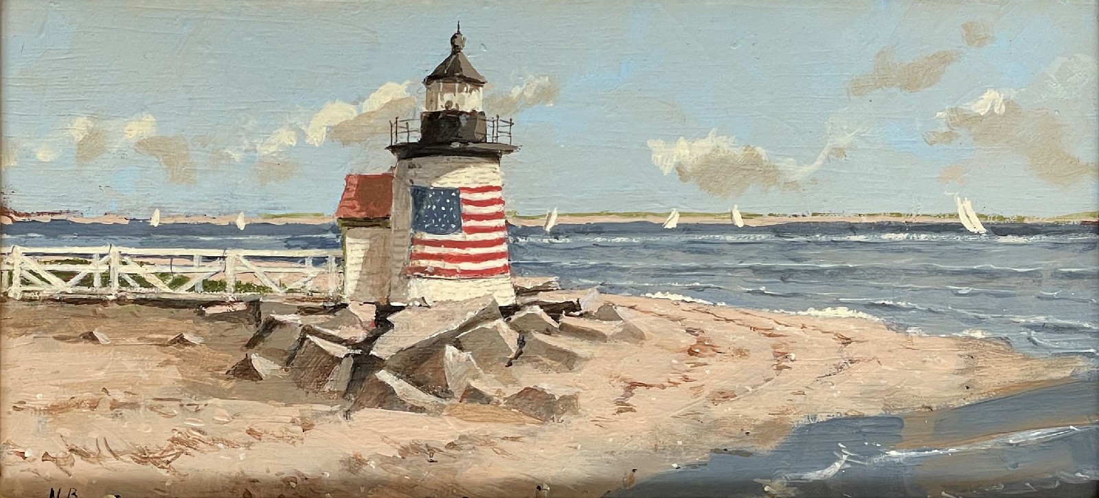 Nicholas Berger, Around the Point, No. 2, 2023
oil on panel, 6 1/8 x 10 3/4 in. (15.6 x 27.3 cm)
NB230502