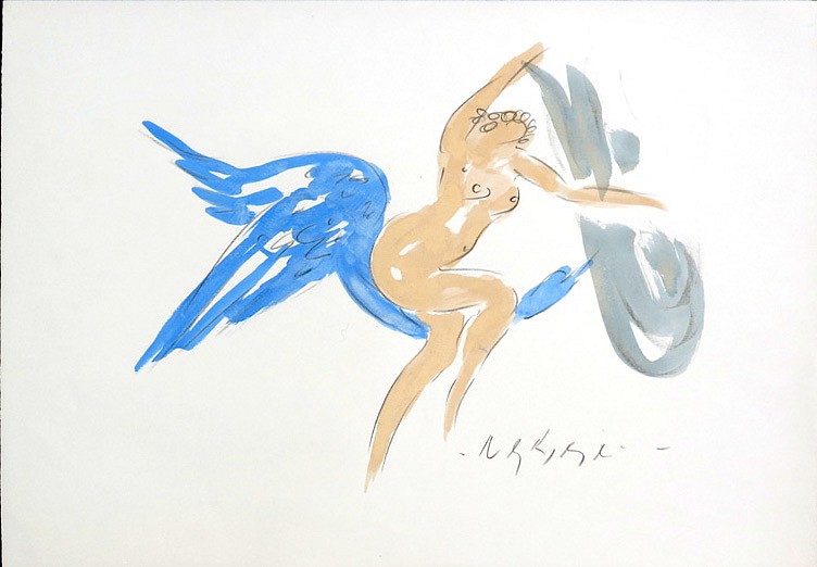 Reuben Nakian, Leda and the Swan, 1982 - 85
black litho crayon and colored wash, 21 x 29 3/4 in. (53.3 x 75.6 cm)
RN120703