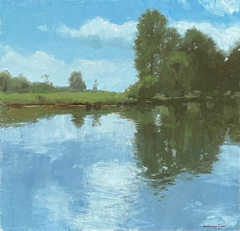 Edward Minoff, Wethers Field Pond, 2023
oil on linen on panel, 8 x 8 in. (20.3 x 20.3 cm)
EM230603