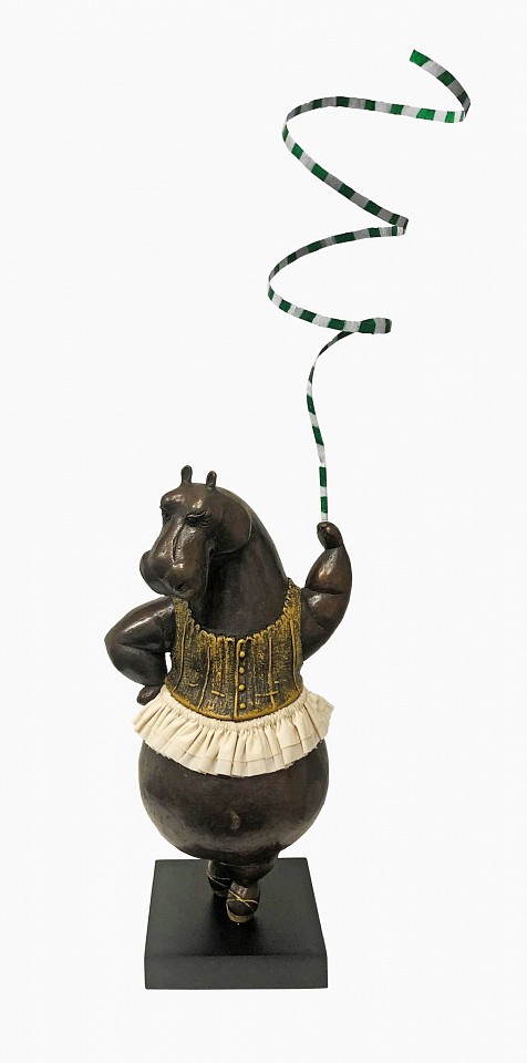 Bjorn Skaarup, Hippo Circus Ribbon Dancer II, maquette, Ed. 4/9
bronze, steel, fabric skirt, 16 x 8 1/2 x 5 in. (40.6 x 21.6 x 12.7 cm)
BS240203