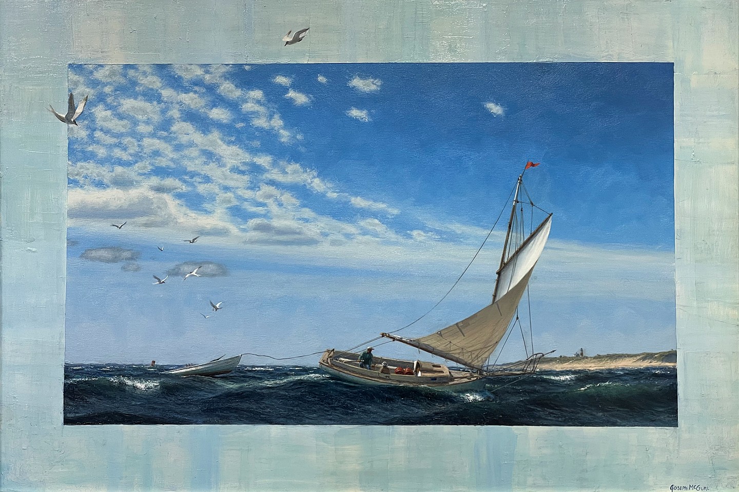 Joseph McGurl, Swordfishing off Sankaty Light, 2024
oil on linen, 24 x 36 in. (61 x 91.4 cm)
JMG240701