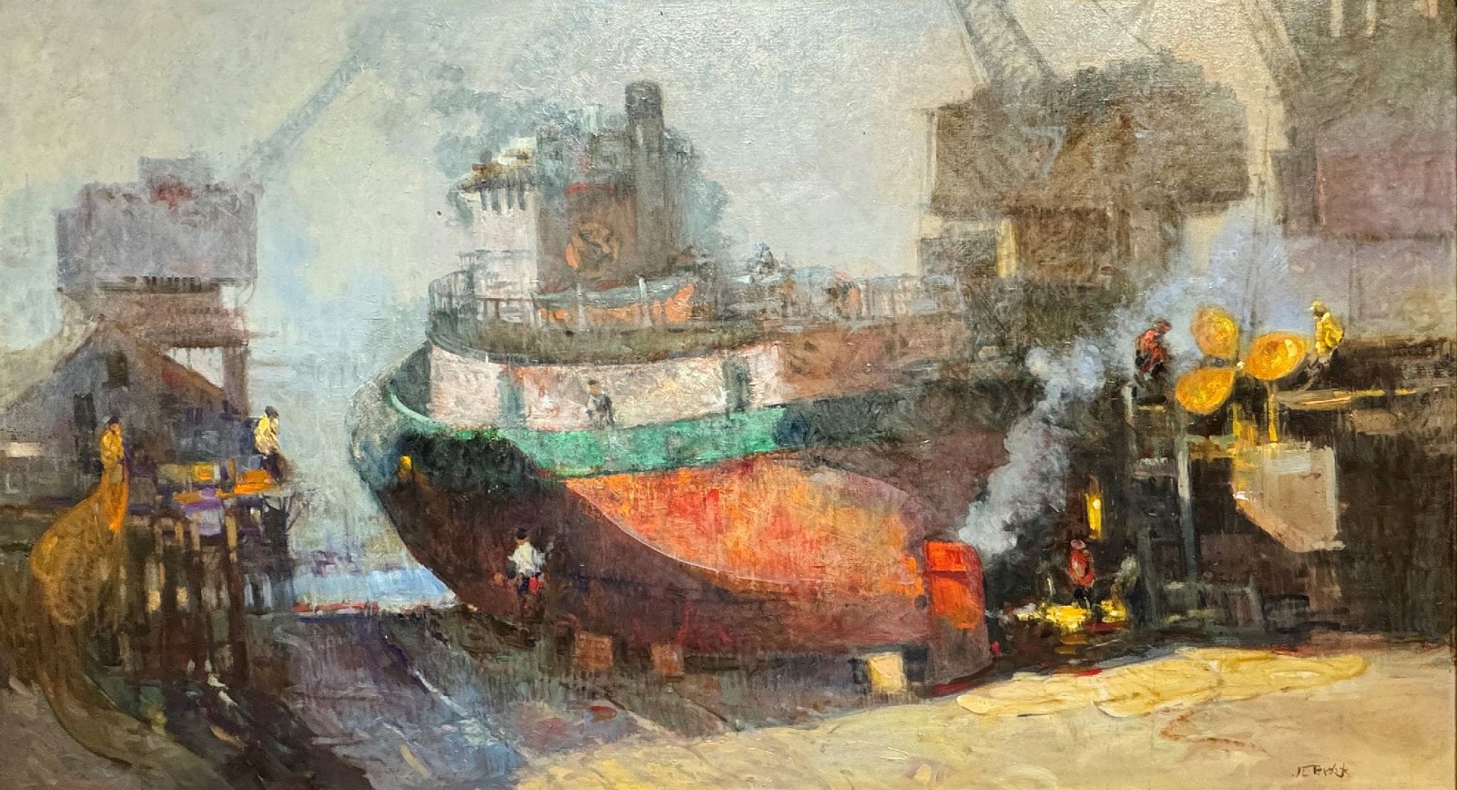 John Terelak, Tugboat Up for Repairs, 2024
oil on canvas, 44 x 80 in. (111.8 x 203.2 cm)
JT240606