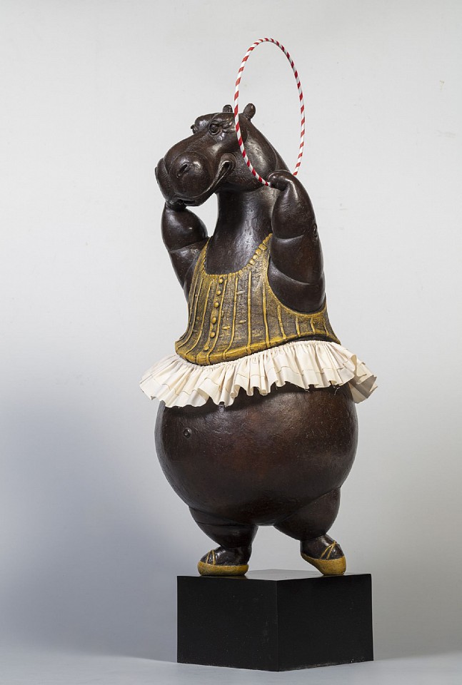 Bjorn Skaarup, Hippo Hula Hoop Dancer, Ed. 1/9, 2024
bronze with fabric skirt, 27 3/4 x 10 x 9 in. (70.5 x 25.4 x 22.9 cm)
BS240710