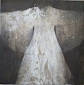 Nathalie Deshairs, Petite robe blanche fond brun
2024, oil on canvas