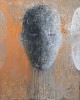 162x130cm portrait noir et orange hst