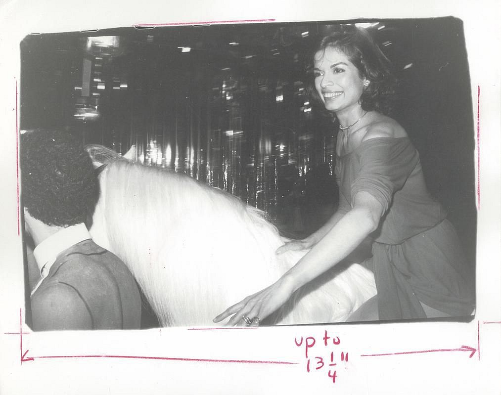 Andy Warhol, Bianca Jagger on Horseback, Studio 54, 1977
gelatin silver print, 8 x 10 in. (20.3 x 25.4 cm)
AW210601