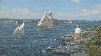 Richard Loud - Richard Loud Castle Hill Light, Study, Schooner Yacht Merlin, 1906