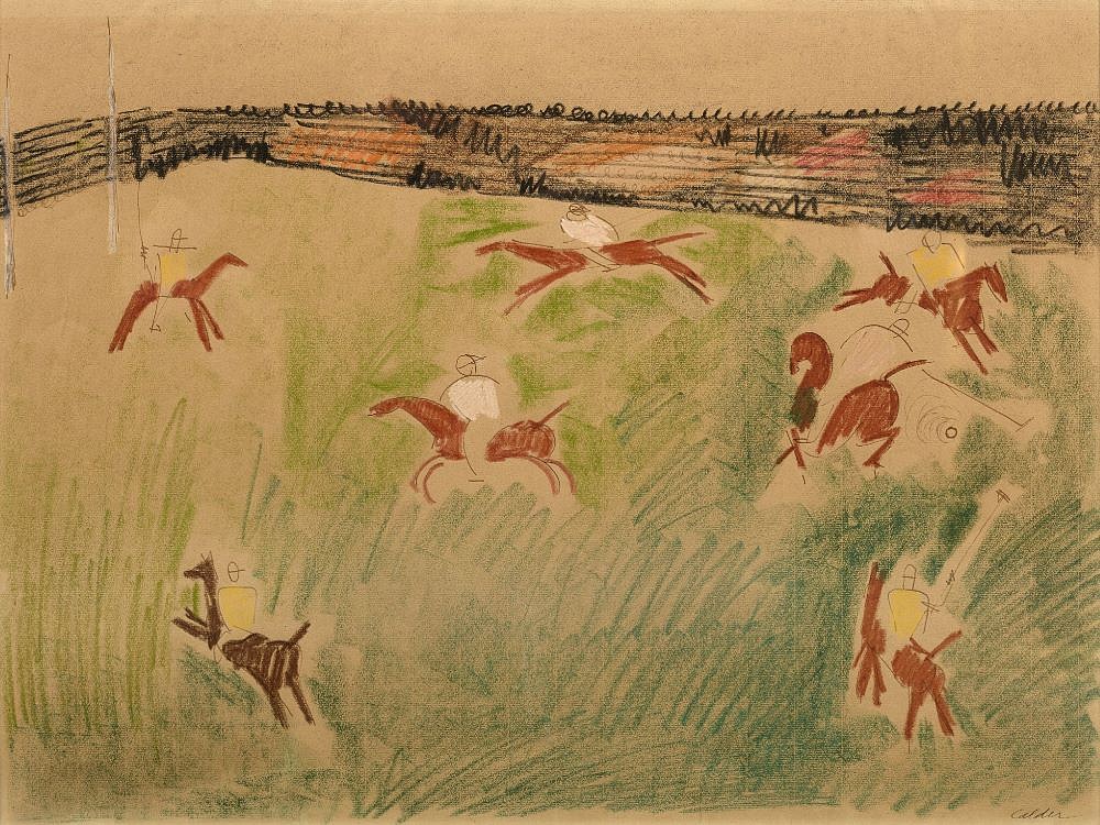 Alexander Calder, Polo Match, c. 1928
crayon and ink on tan paper, 18 7/8 x 25 1/4 in. (47.9 x 64.1 cm)
AC241202