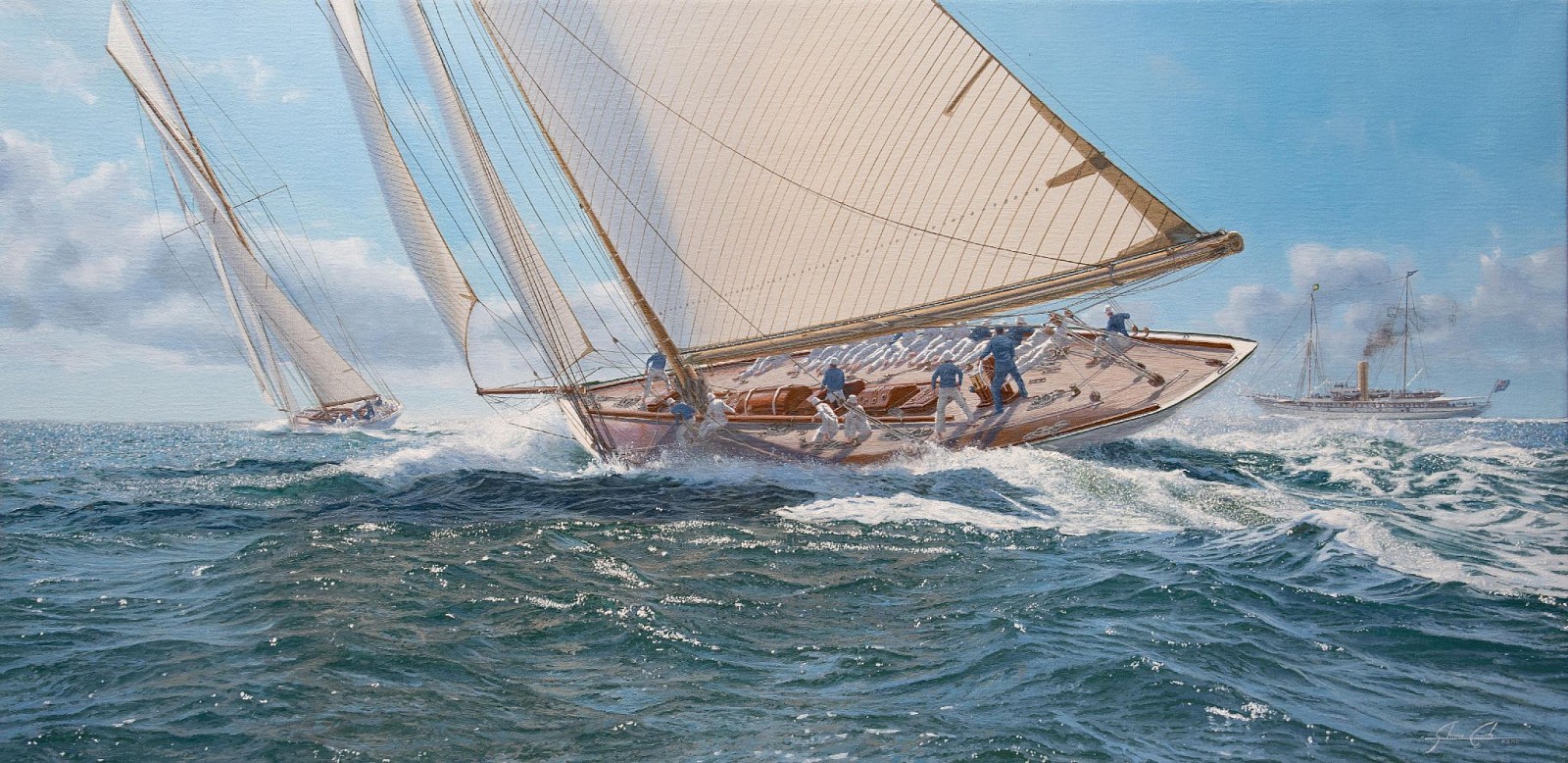 Shane Couch, Shamrock III, 1903 America's Cup, 2024
oil on canvas, 21 x 42 in. (53.3 x 106.7 cm)
SC250102