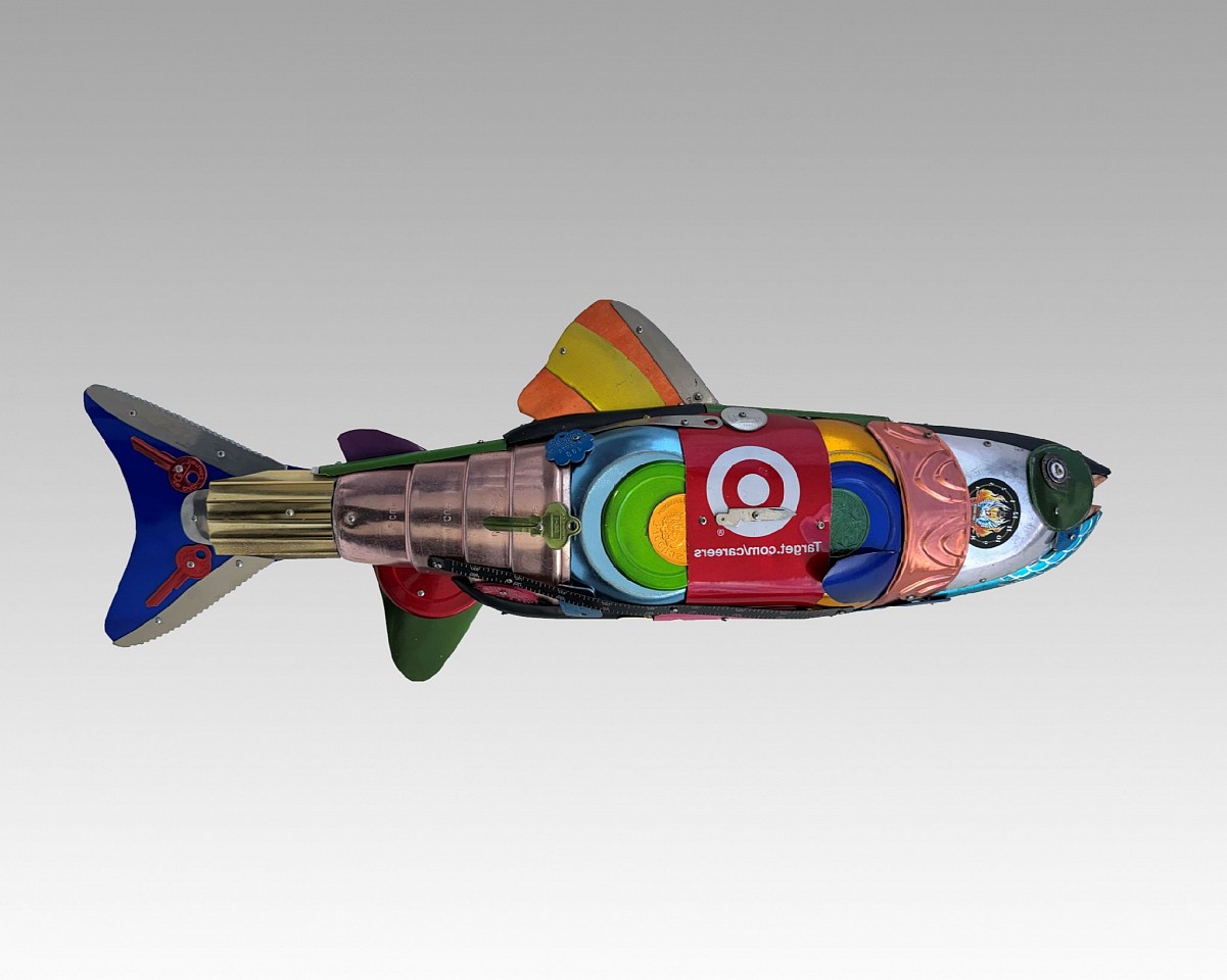 Leo Sewell, Trout, 2025
mixed media assemblage, 8 x 24 x 3 1/2 in. (20.3 x 61 x 8.9 cm)
LS250205