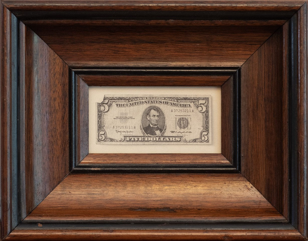 Jefferson Hayman, Five Dollars, 2025
Varnished pigment print paired with a vintage Late 19th century walnut frame, 5 1/2 x 7 in. (14 x 17.8 cm)
JH250418