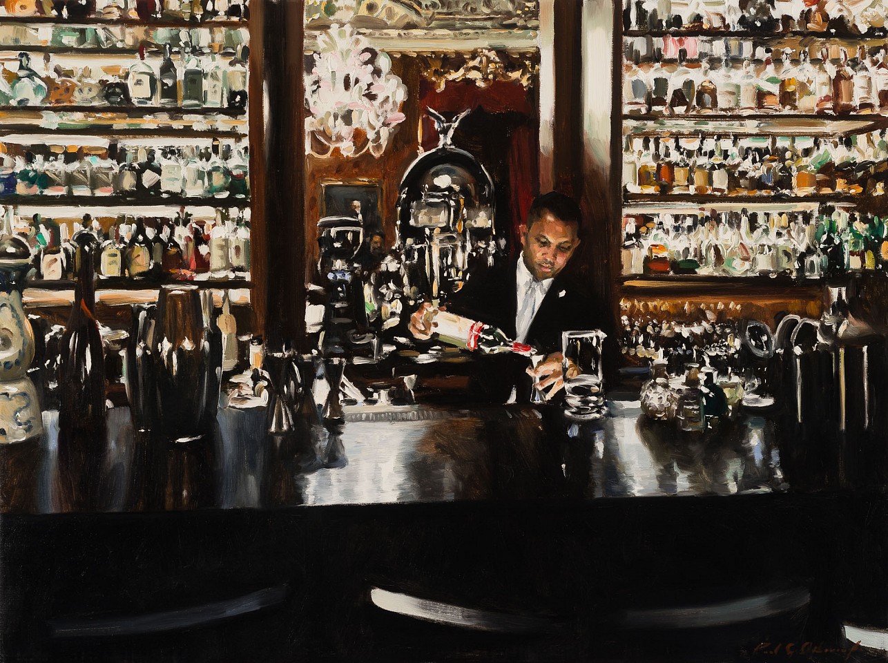 Paul G. Oxborough, Palazzo Bar, 2025
oil on linen, 24 x 32 in. (61 x 81.3 cm)
PO250312