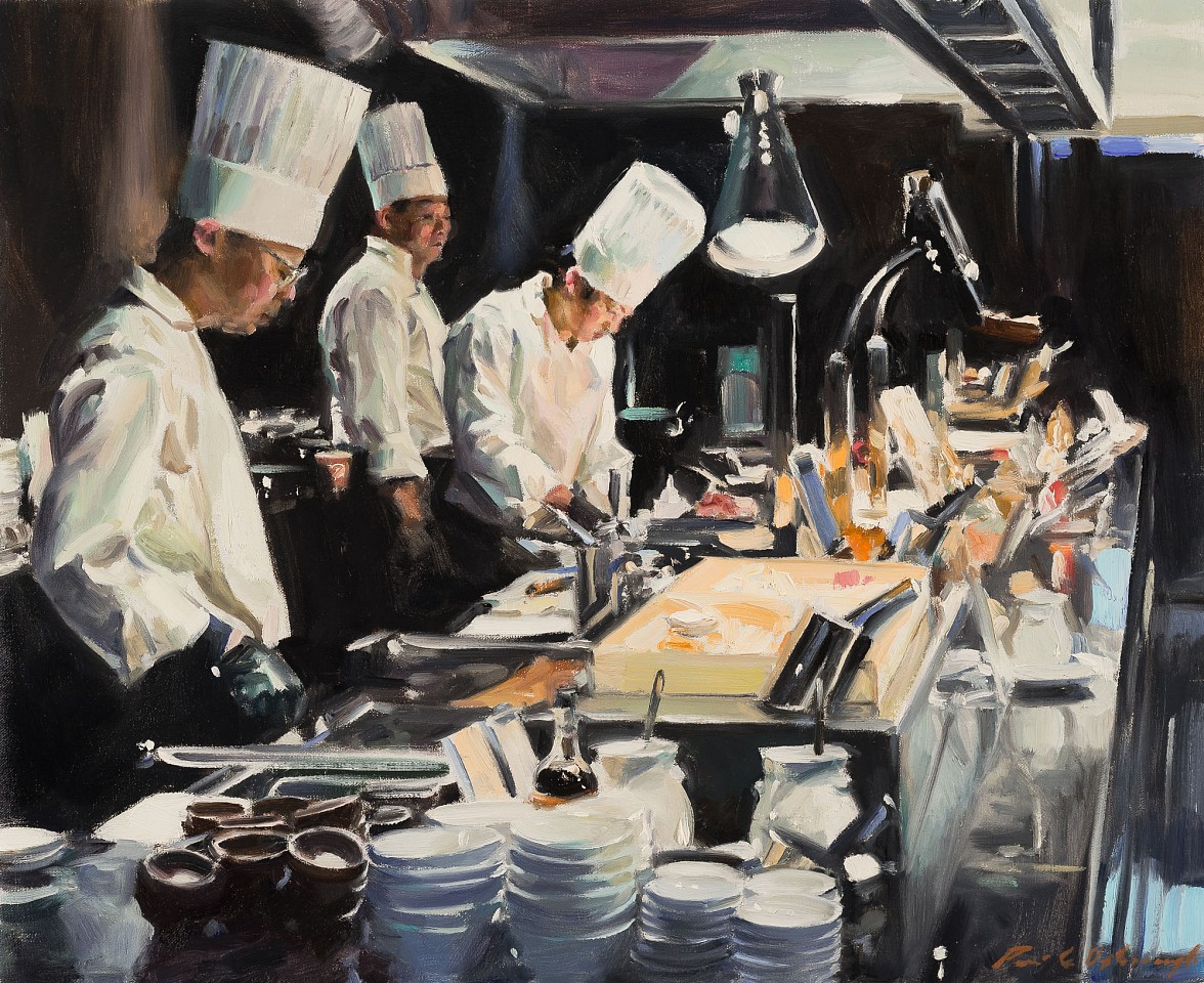 Paul G. Oxborough, Breakfast Chefs, 2025
oil on linen, 18 x 22 in. (45.7 x 55.9 cm)
PO250318