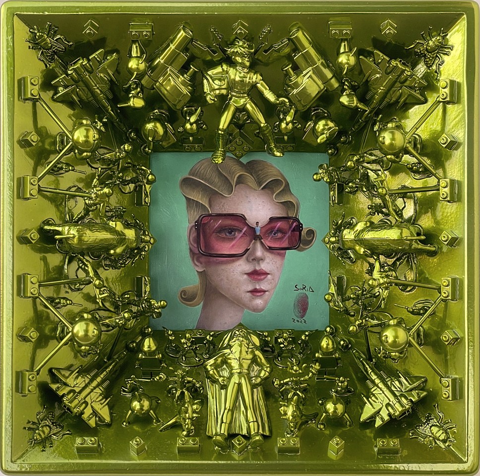 Mario Soria, Gafotas, 2022
oil on board, toys and tinted varnish with chrome effect, 14 x 14 in. (35.6 x 35.6 cm)
MS250301