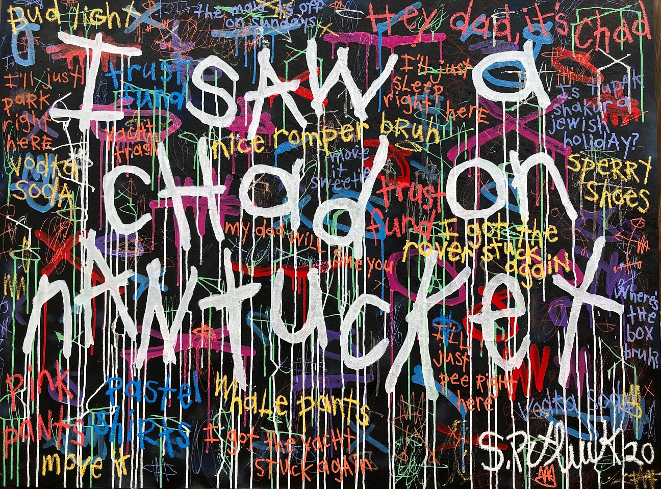 Stephen Pitliuk, I Saw a Chad on Nantucket, 2020
mixed media on canvas, 36 x 48 in. (91.4 x 121.9 cm)
SP200805