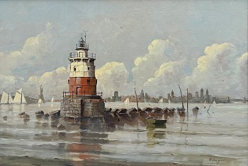 Nicholas Berger - Nicholas Berger Robbins Reef Light: Quiet Sentry in New York Bay