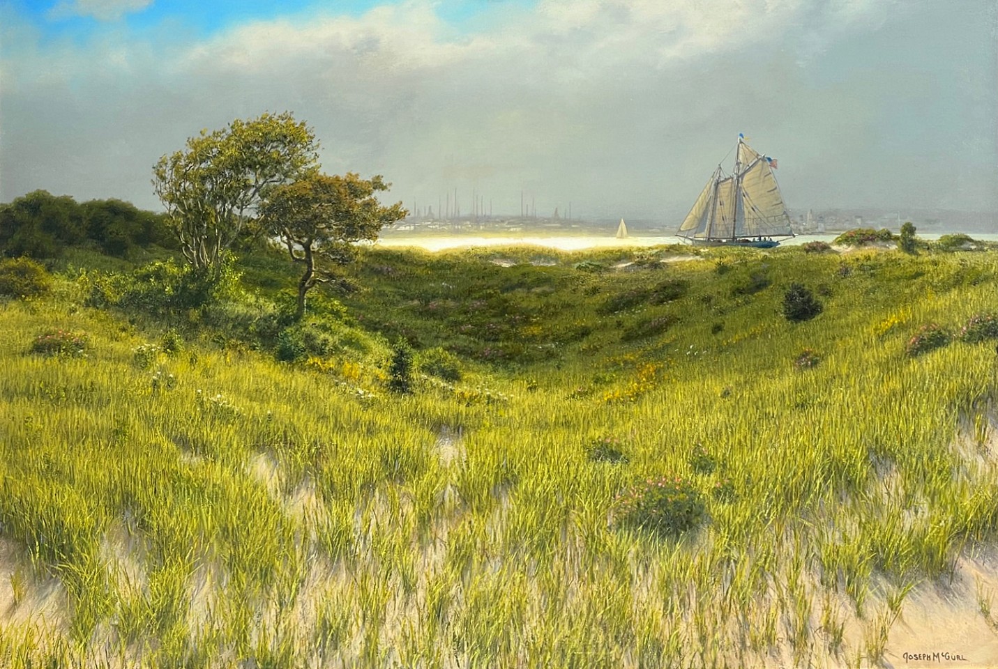 Joseph McGurl, View from Coatue, Lifting Fog, Afternoon Sun, 2025
oil on linen, 24 x 36 in. (61 x 91.4 cm)
JM250701