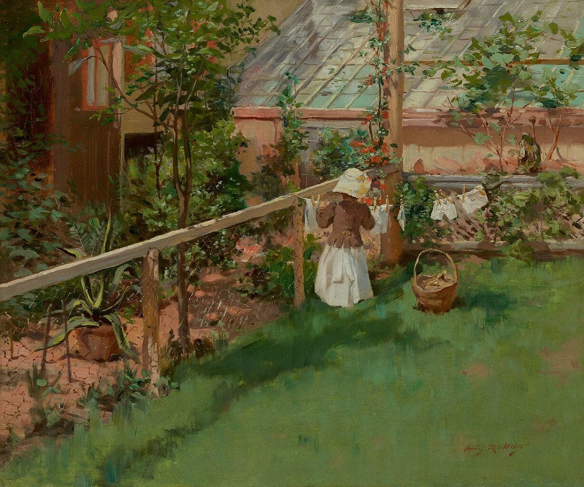 Irving Ramsey Wiles, At the Clothesline, ca. 1889
oil on canvas, 18 x 22 in. (45.7 x 55.9 cm)
IRW251101