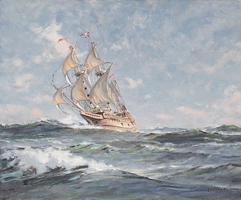 John Stobart -&nbsp;John Stobart The Mayflower II at Sea Under Full Sail