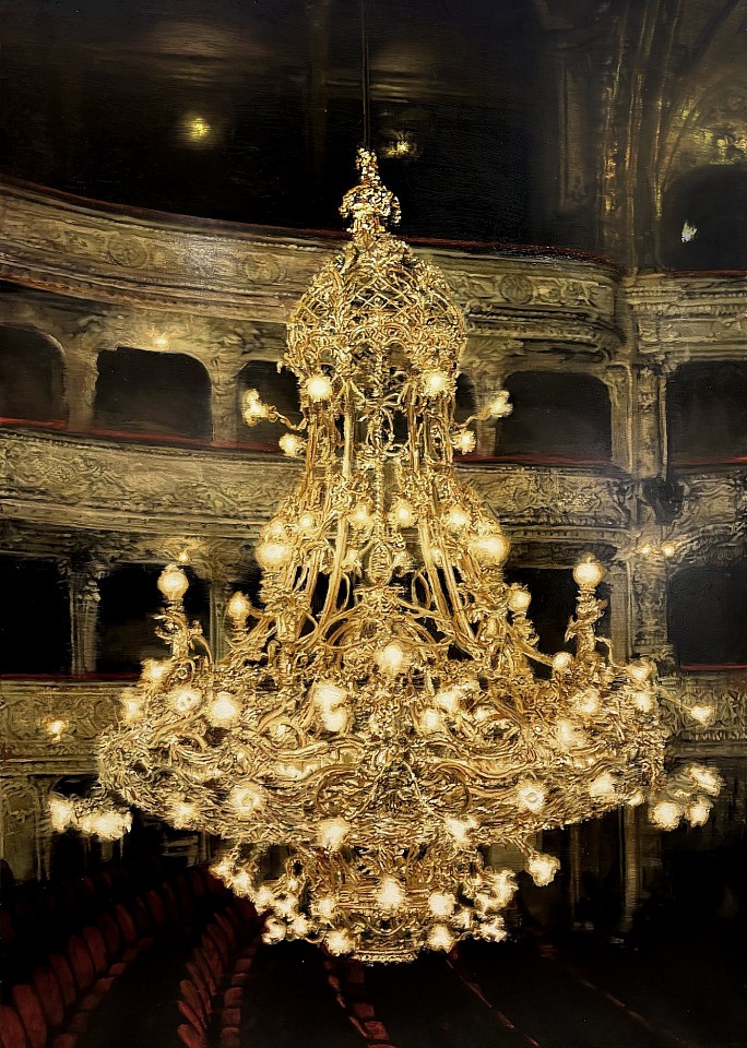 Tommaso Ottieri, Chandelier 1, 2025
oil on board, 82 5/8 x 59 in. (210 x 150 cm)
TO260101