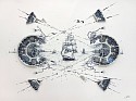 Rob Strati, Tall Ships in the Harbor
2026, Broken plate, ink on paper